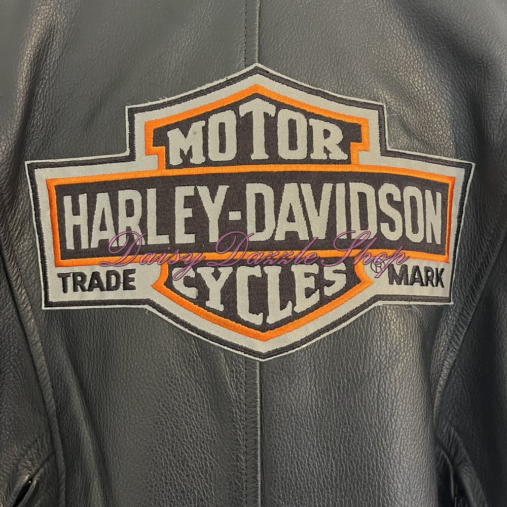 🏍️River Road Men's Leather MC Jacket Sz 46 Black W/ Thinsulate Liner HD Patch - Picture 4 of 16